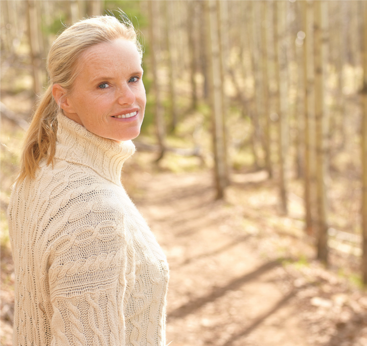 woman smiling woods